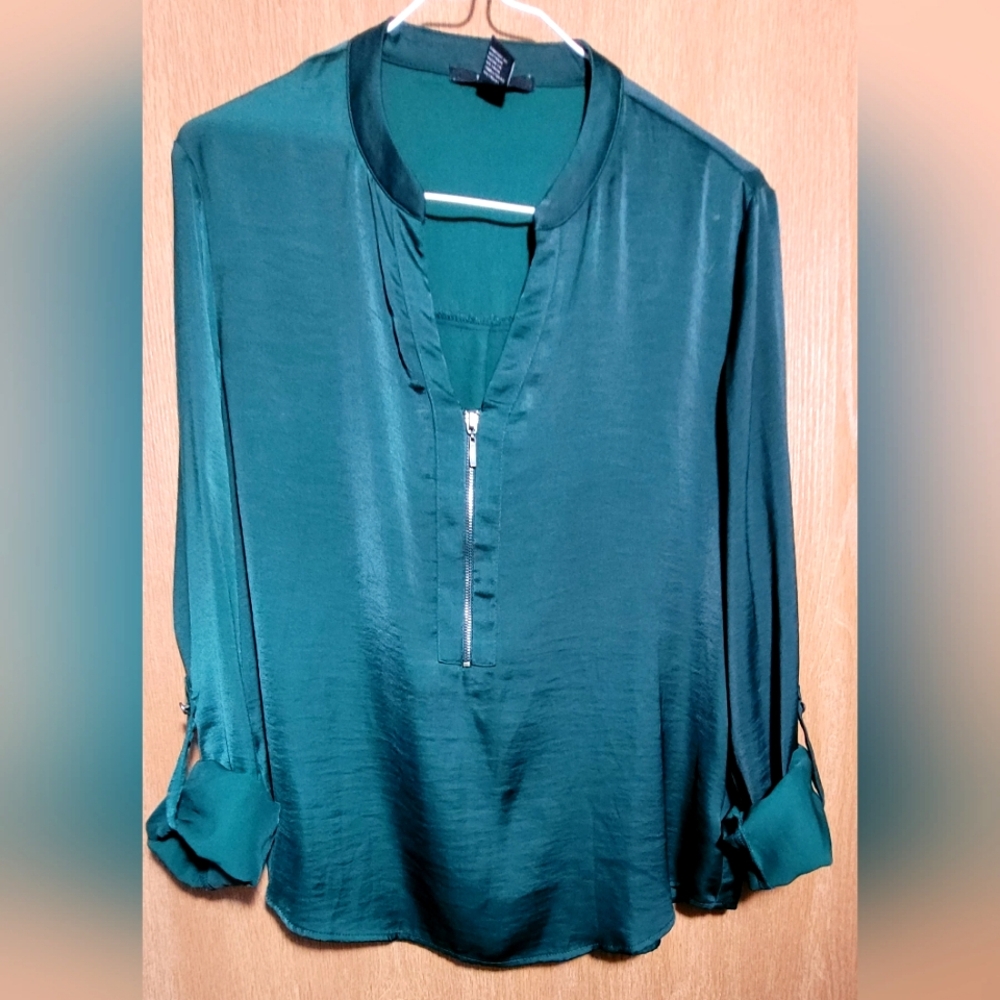 Forever 21 zipped teal blouse top Size Small